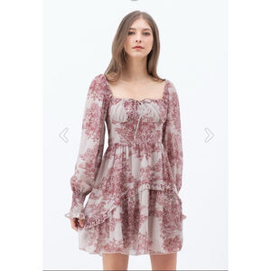 Boutique Floral Land Print Mini Dress Sz‎ Small Pre-Loved